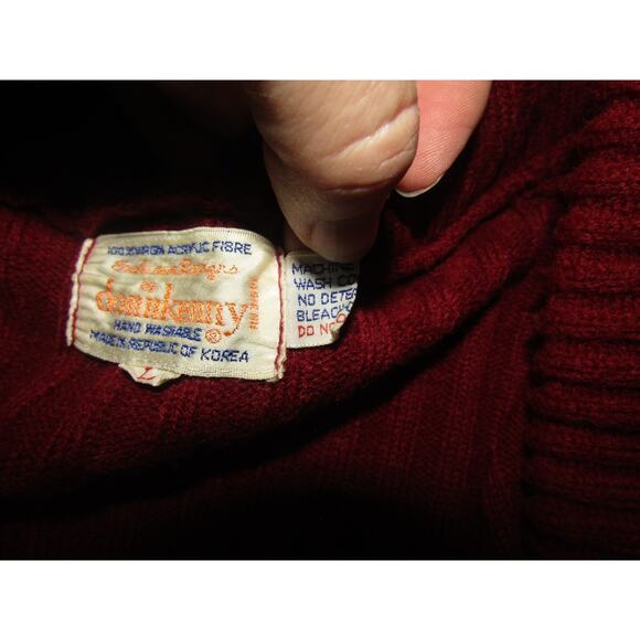 Vintage Donnkenny Burgundy Belted Shawl Collar Cardigan Sweater L Korea Festive - Picture 5 of 6